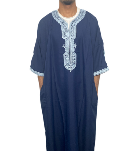 Midnight Blue Moroccan Thobe